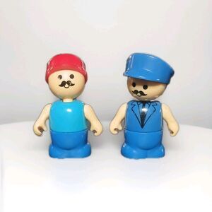 Vintage Playskool Little Playmates 1980's Police Construction Worker Lot Of 2